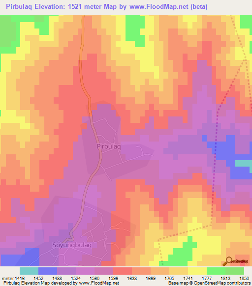 Pirbulaq,Azerbaijan Elevation Map