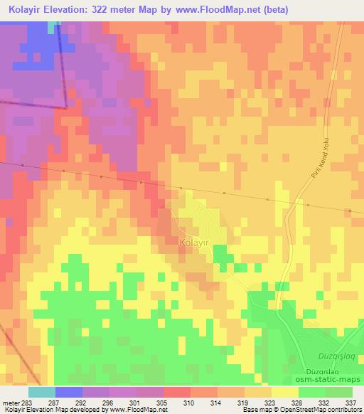 Kolayir,Azerbaijan Elevation Map