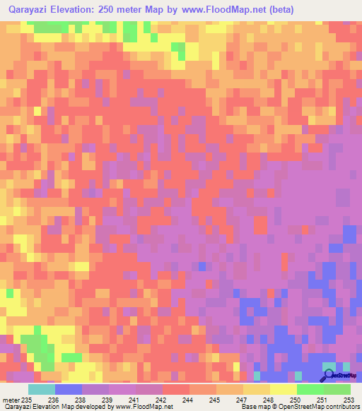 Qarayazi,Azerbaijan Elevation Map