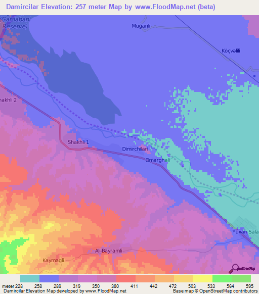Damircilar,Azerbaijan Elevation Map