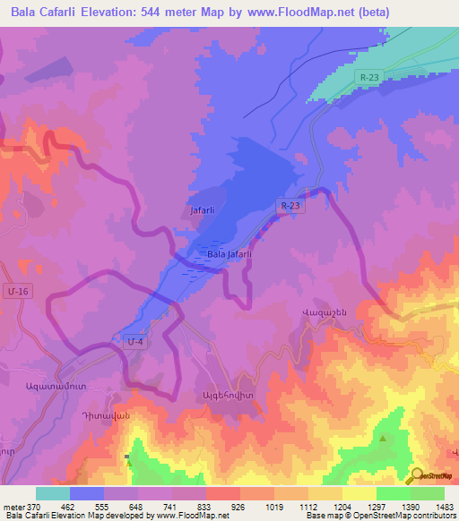 Bala Cafarli,Azerbaijan Elevation Map