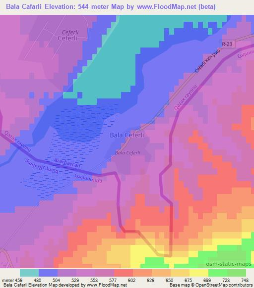 Bala Cafarli,Azerbaijan Elevation Map