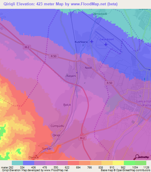 Qiriqli,Azerbaijan Elevation Map