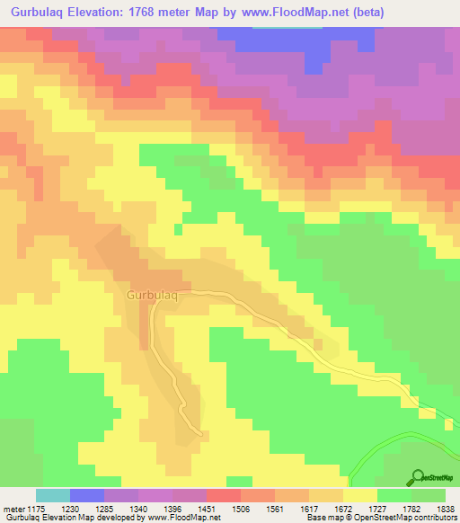 Gurbulaq,Azerbaijan Elevation Map