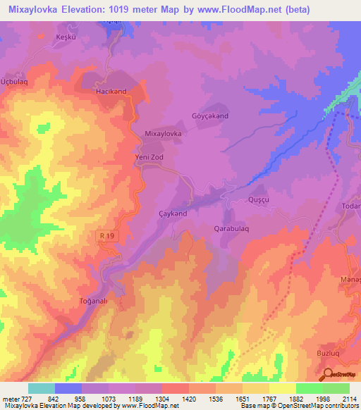 Mixaylovka,Azerbaijan Elevation Map