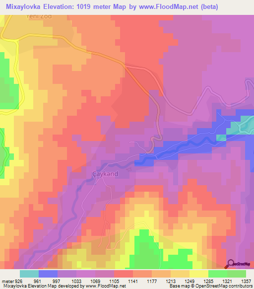 Mixaylovka,Azerbaijan Elevation Map