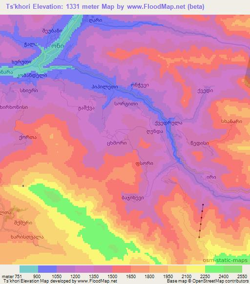 Ts'khori,Georgia Elevation Map