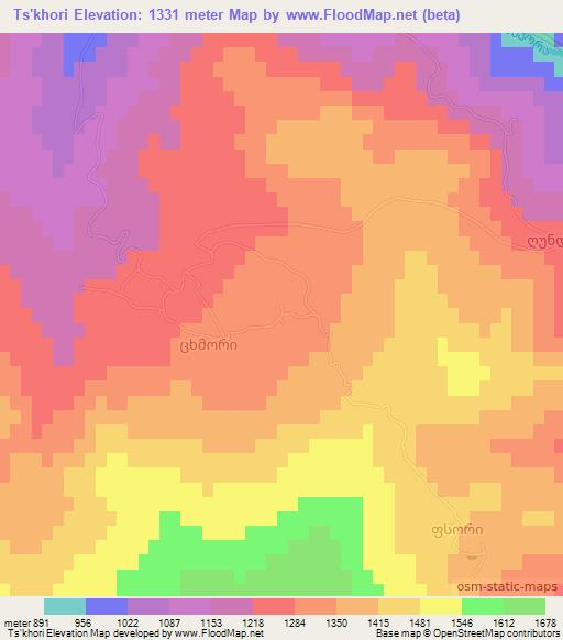 Ts'khori,Georgia Elevation Map