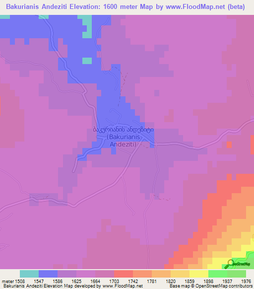 Bakurianis Andeziti,Georgia Elevation Map