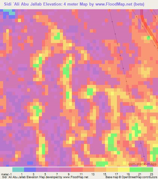 Sidi `Ali Abu Jallab,Libya Elevation Map
