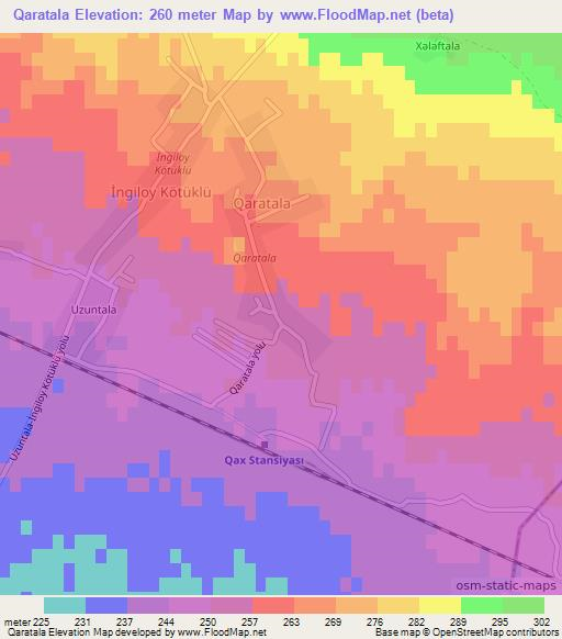 Qaratala,Azerbaijan Elevation Map