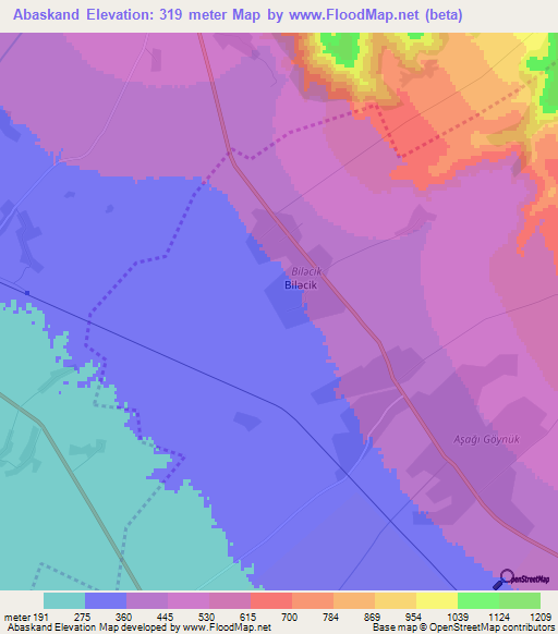 Abaskand,Azerbaijan Elevation Map
