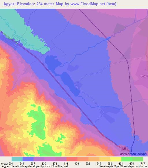 Agyazi,Azerbaijan Elevation Map