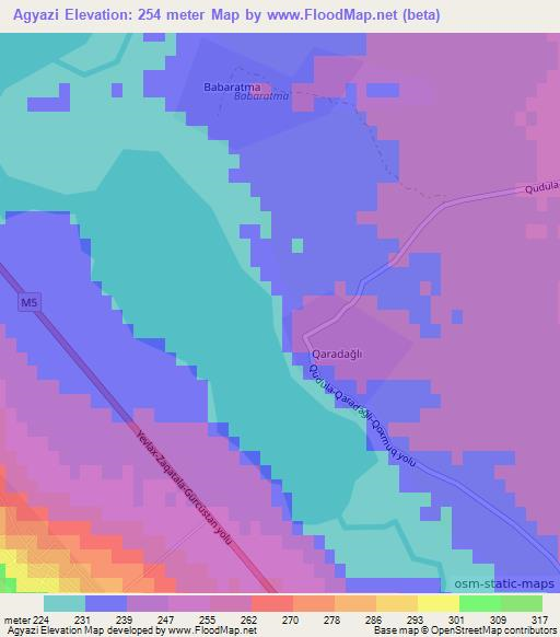Agyazi,Azerbaijan Elevation Map