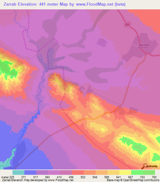 Zarrab,Azerbaijan Elevation Map