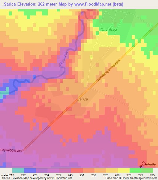 Sarica,Azerbaijan Elevation Map