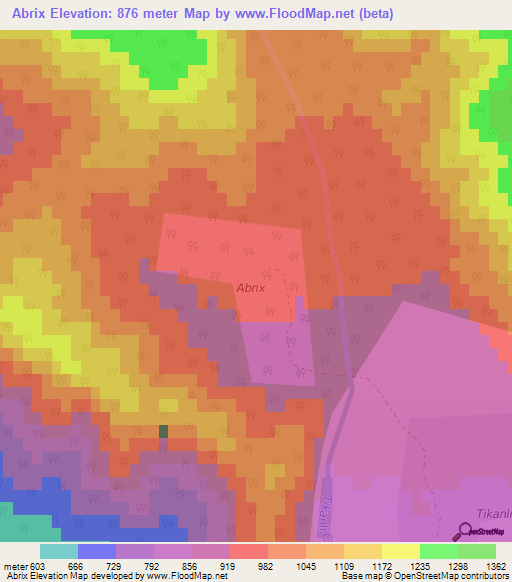 Abrix,Azerbaijan Elevation Map