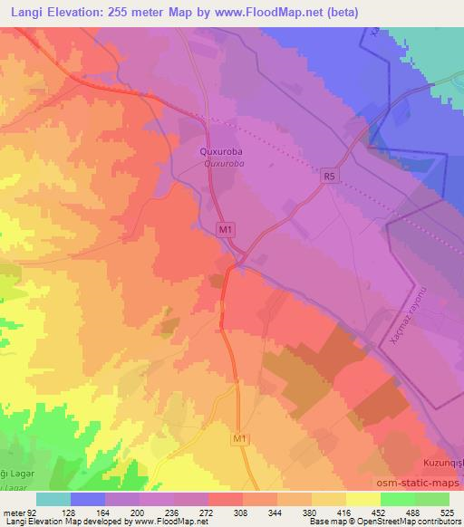 Langi,Azerbaijan Elevation Map