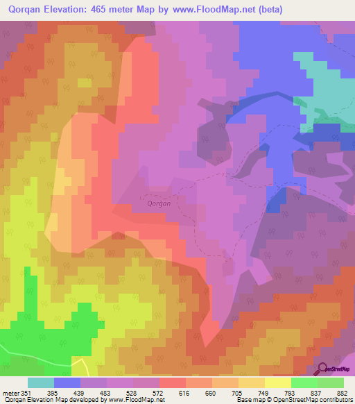 Qorqan,Azerbaijan Elevation Map