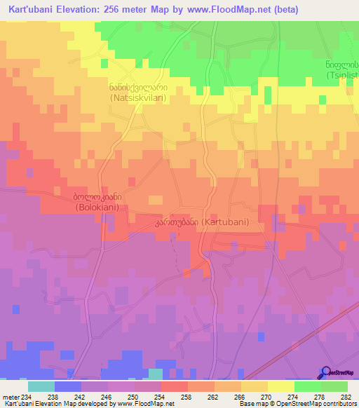 Kart'ubani,Georgia Elevation Map