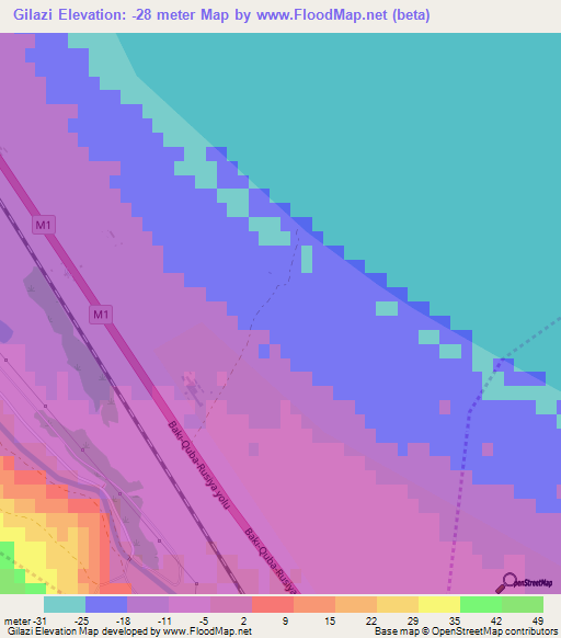 Gilazi,Azerbaijan Elevation Map