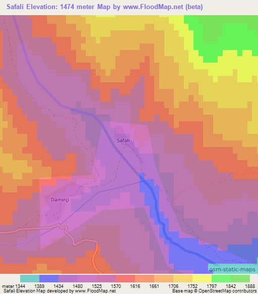 Safali,Azerbaijan Elevation Map