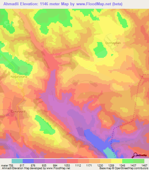 Ahmadli,Azerbaijan Elevation Map