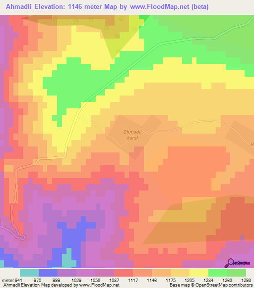 Ahmadli,Azerbaijan Elevation Map