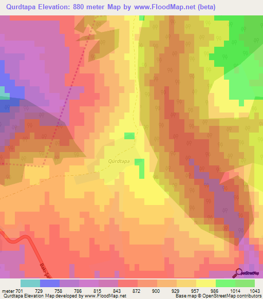 Qurdtapa,Azerbaijan Elevation Map