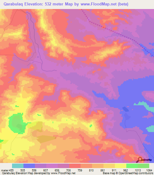Qarabulaq,Azerbaijan Elevation Map