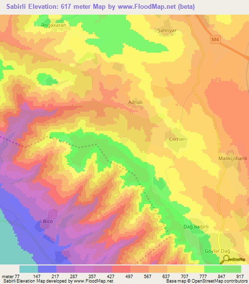 Sabirli,Azerbaijan Elevation Map