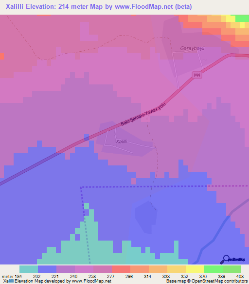 Xalilli,Azerbaijan Elevation Map