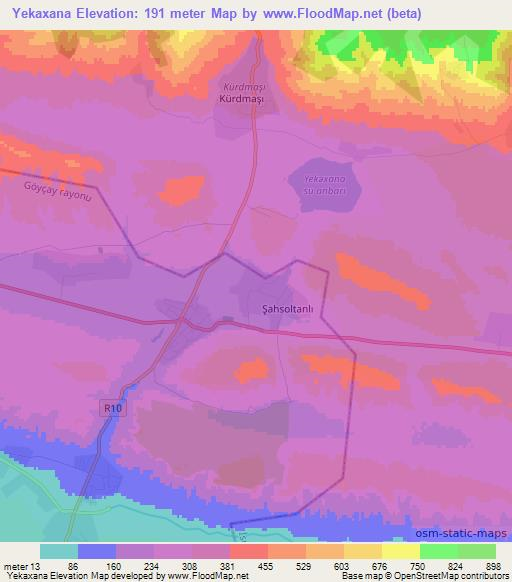 Yekaxana,Azerbaijan Elevation Map