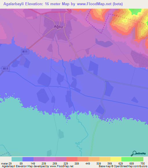 Agalarbayli,Azerbaijan Elevation Map