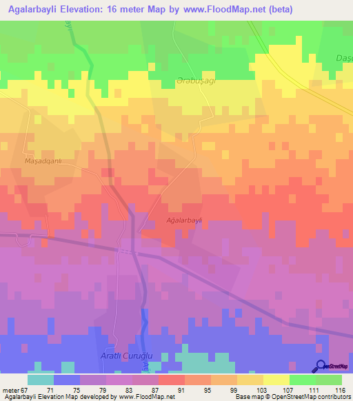 Agalarbayli,Azerbaijan Elevation Map