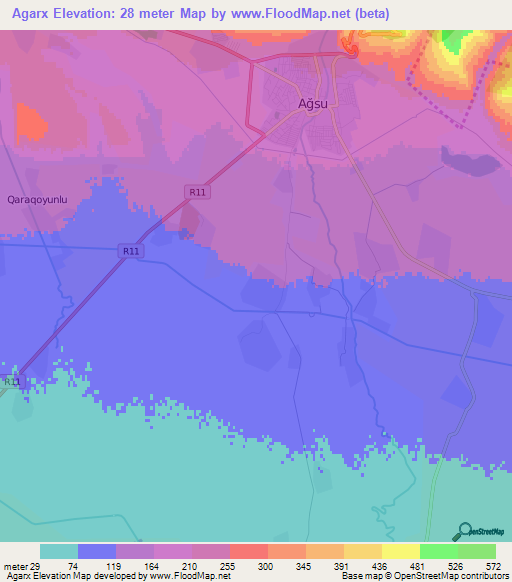 Agarx,Azerbaijan Elevation Map