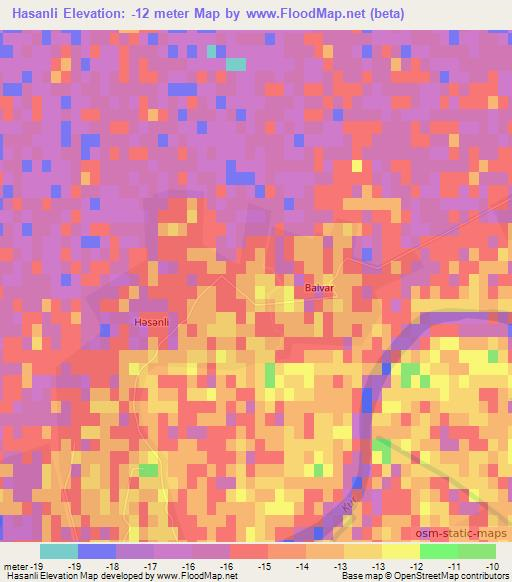 Hasanli,Azerbaijan Elevation Map