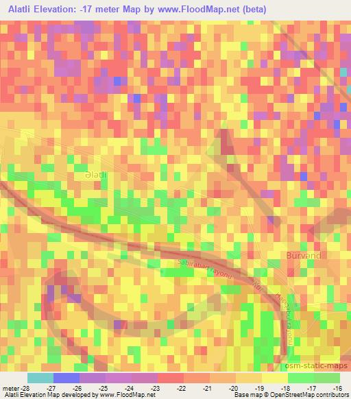 Alatli,Azerbaijan Elevation Map