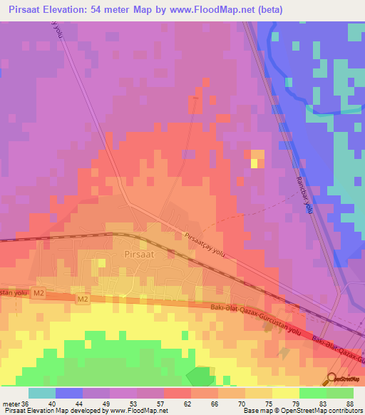 Pirsaat,Azerbaijan Elevation Map