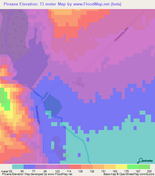 Pirxana,Azerbaijan Elevation Map