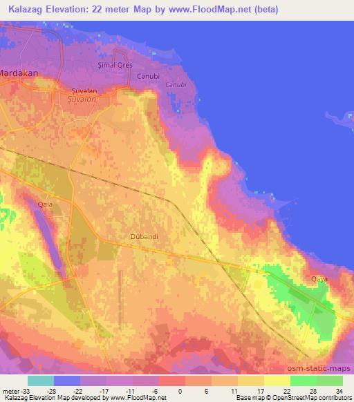Kalazag,Azerbaijan Elevation Map
