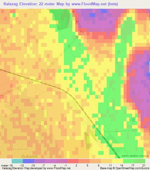 Kalazag,Azerbaijan Elevation Map