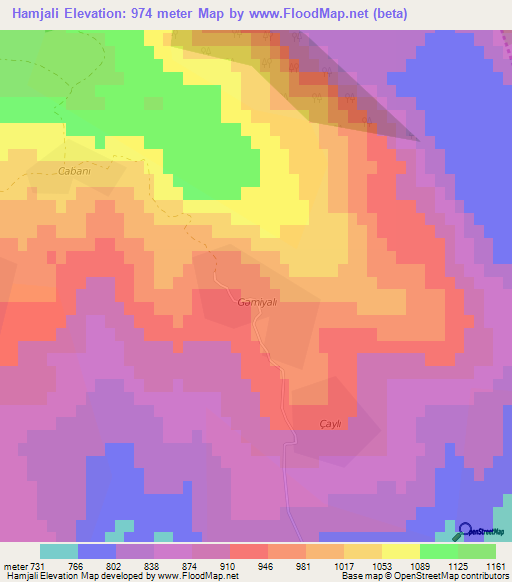 Hamjali,Azerbaijan Elevation Map