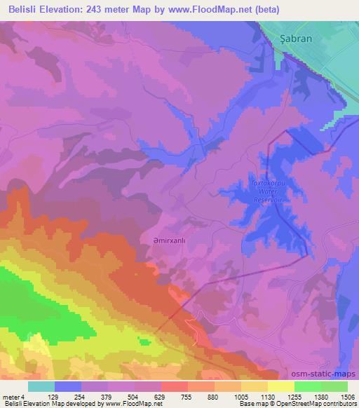 Belisli,Azerbaijan Elevation Map