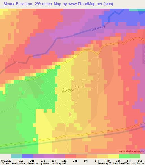 Sixarx,Azerbaijan Elevation Map