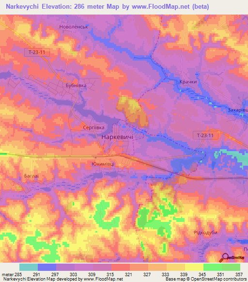Narkevychi,Ukraine Elevation Map