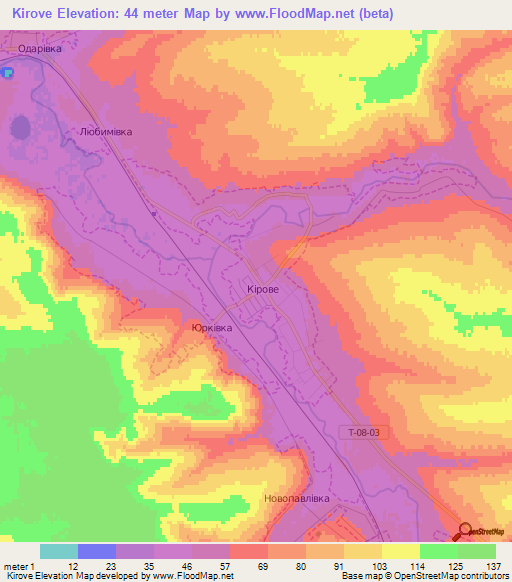 Kirove,Ukraine Elevation Map