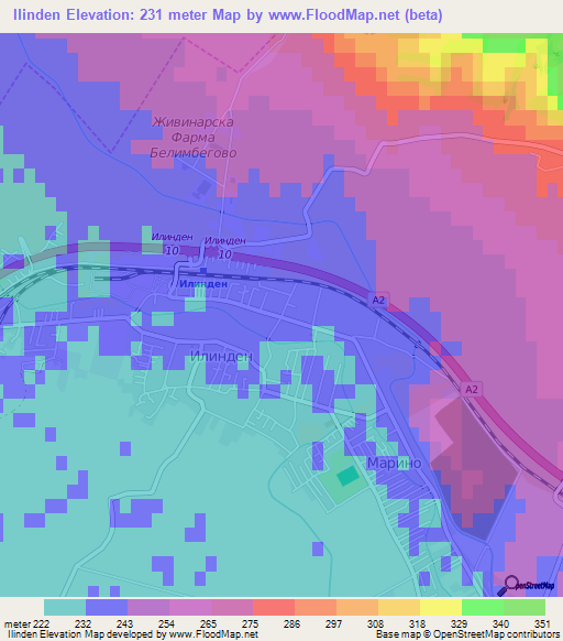 Ilinden,Macedonia Elevation Map