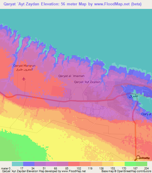 Qaryat `Ayt Zaydan,Libya Elevation Map