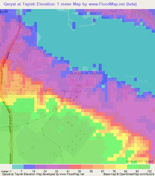 Qaryat at Tayrah,Libya Elevation Map